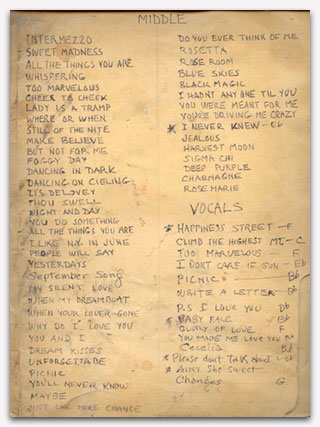 Paul Clement Trio set list