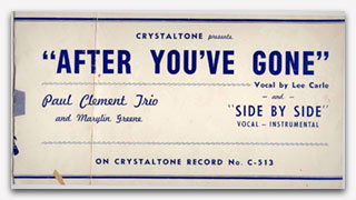 Crystaltone Recording Promo Paul Clement Trio Marylin Greene After Youve Gone