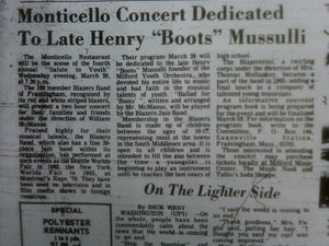 Monticello Concert Dedicated to Late Henry 'Boots' Mussulli