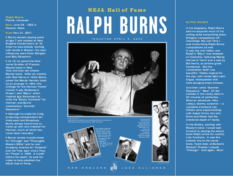 Ralph Burns New England Hall of Fame Inductee