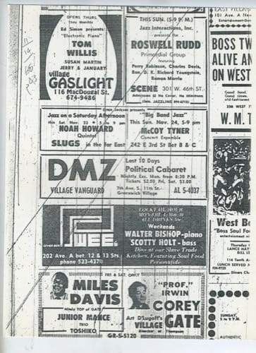 Jazz History Database Roswell Rudd Village Voice ad