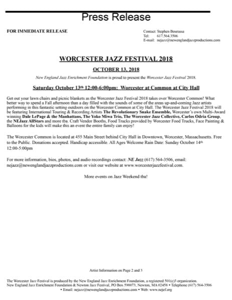 Jazz History Database WJF 2018 press release page 1