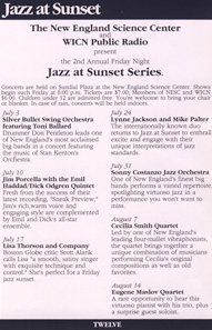 Jazz at Sunset 1992 Schedule