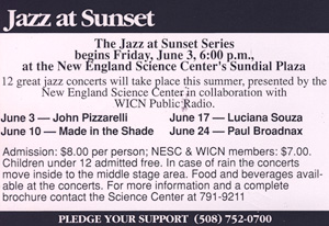 Jazz at Sunset 1994 Schedule