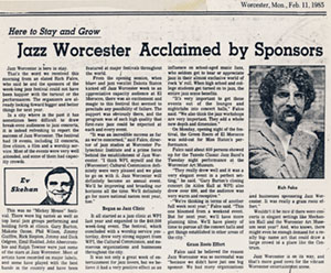 Jazz Worcester Acclaimed by Sponsors February 2 1985