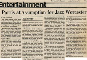 Parris at Assumption for Jazz Worcester Worcester Telegram February 1986