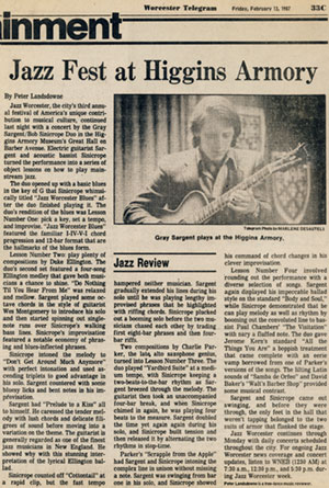 Jazz Fest At Higgins Armory Worcester Telegram February 1987