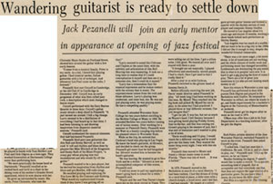 Wandering Guitarist Jack Pezanelli Telegram and Gazette February 1987