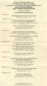 Jazz Worcester Festival 1988 Schedule