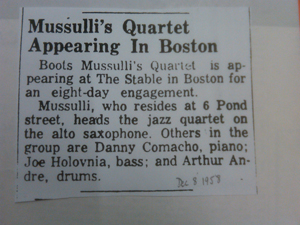 Mussulli's Quartet Appearing in Boston