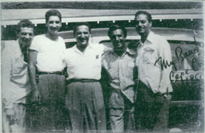 Cape Cod 1951 Left to right Bart Zarde Bill Carey Eddy Sham Stu Watson Emil Haddad
