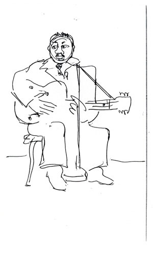 Sketch of bluesman, Big Boy Crudup
