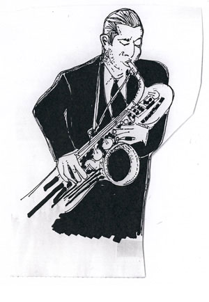 Sketch of Serge Charloff for Jazz Newsletter