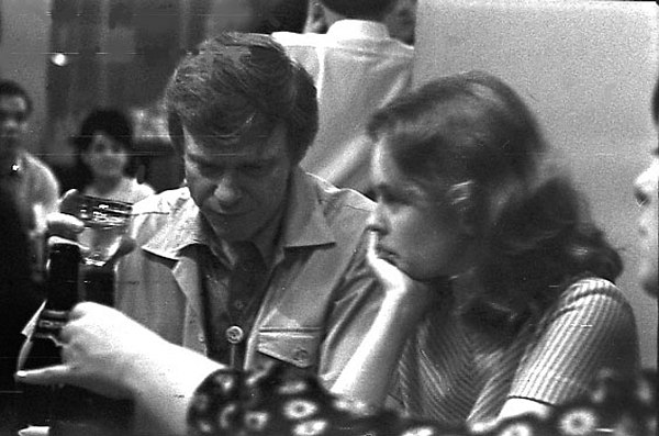 Photo by Vlad Sermakashev. Gerry Mulligan and Sandy Dennis. Moscow. 1967 jam session. 