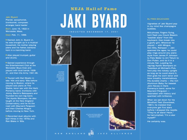 Jaki Byard New England Jazz Hall of Fame Inductee
