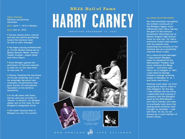 Harry Carney New England Jazz Hall of Fame Inductee