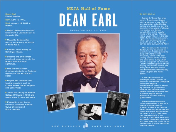 Dean Earl New England Jazz Hall of Fame Inductee
