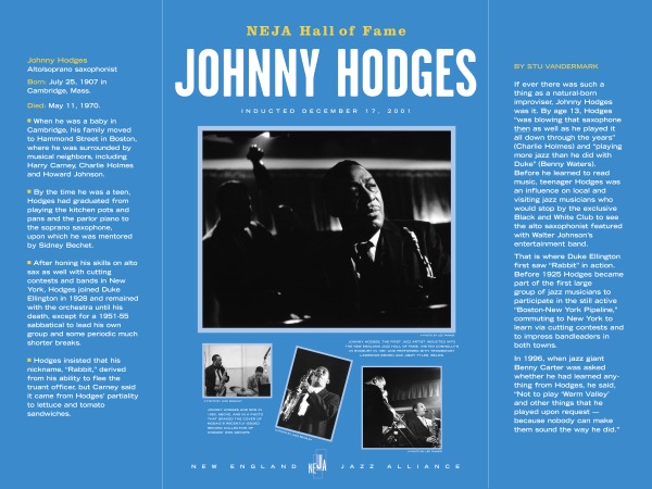 Johnny Hodges New England Jazz Hall of Fame Inductee
