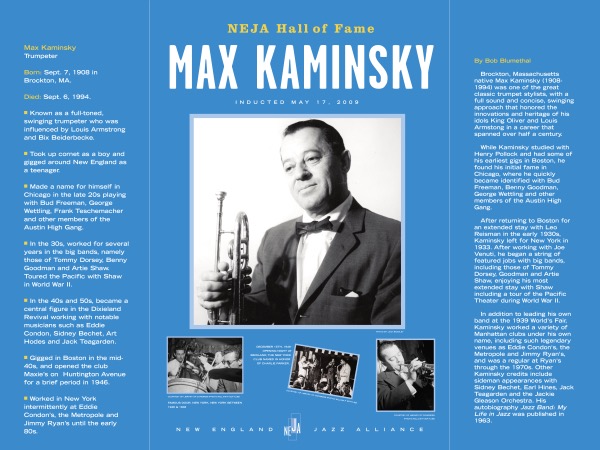 Max Kaminsky New England Jazz Hall of Fame Inductee