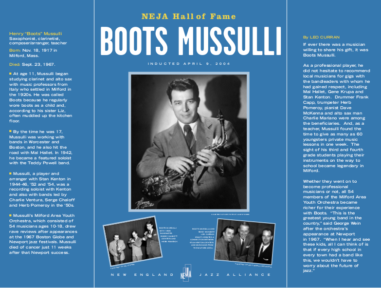 Boots Mussulli New England Hall of Fame Inductee