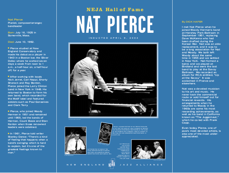 Nat Pierce New England Jazz Hall of Fame Inductee